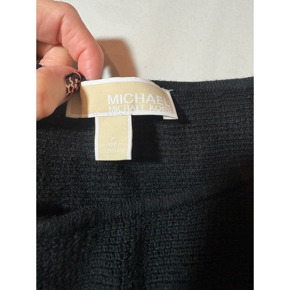 Michael Kors Black Tunic Sweater Dress Long Sleeve Round Neck Womens Large L - Picture 2 of 6